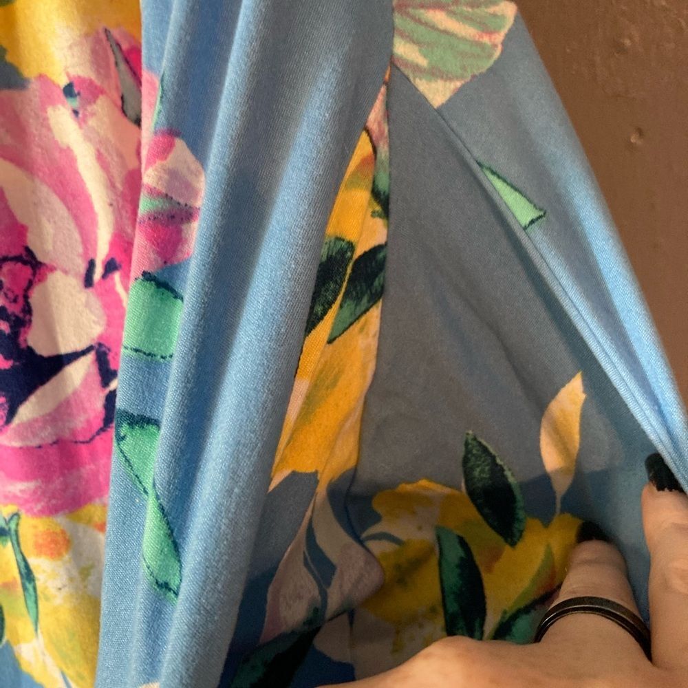 Blue Floral Strapless Maxi Dress - Picture 4 of 5